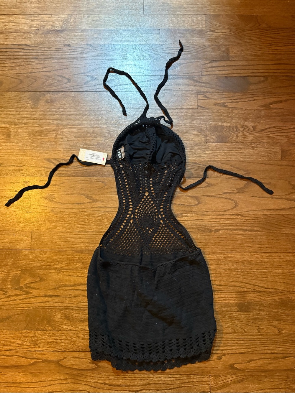 NWT Doll Swimwear Black Crochet Beach Cover-Up Dress - L - Picture 7 of 9